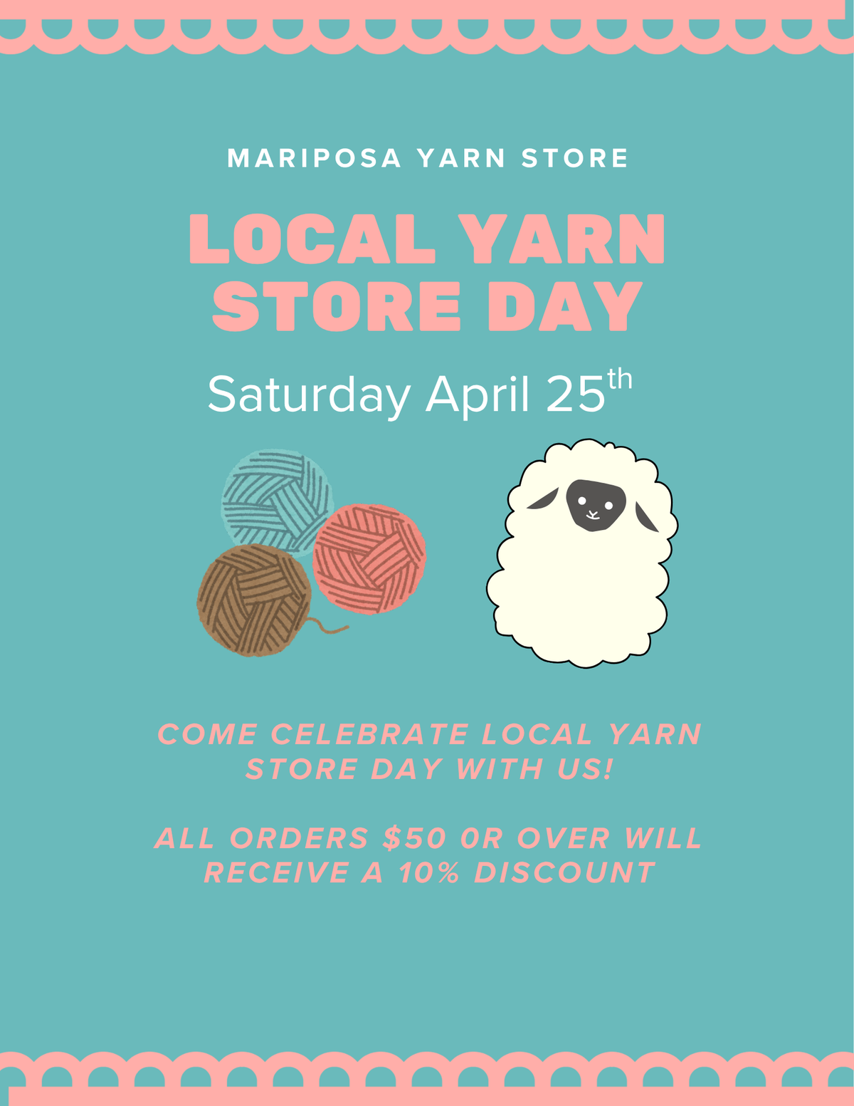 Local Yarn Store Sign Classes, Gatherings, & KAL – Mariposa Yarn Store